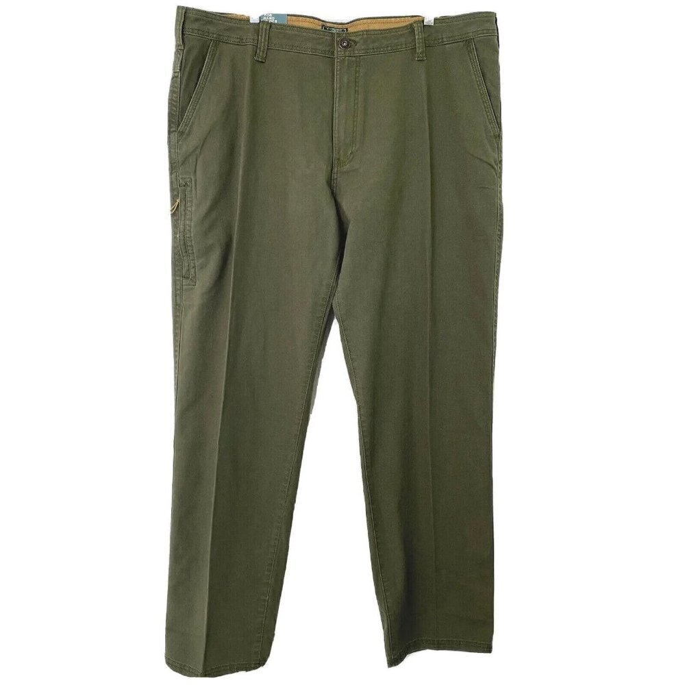 GH Bass Canvas Terrain Pants Mens 42 x 34 Stretch Relaxed Fit Straight Leg Green